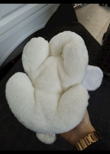  Beden Renk Kırmızı Fiyonk Detaylı Beyaz Peluş Oyuncak Köpek