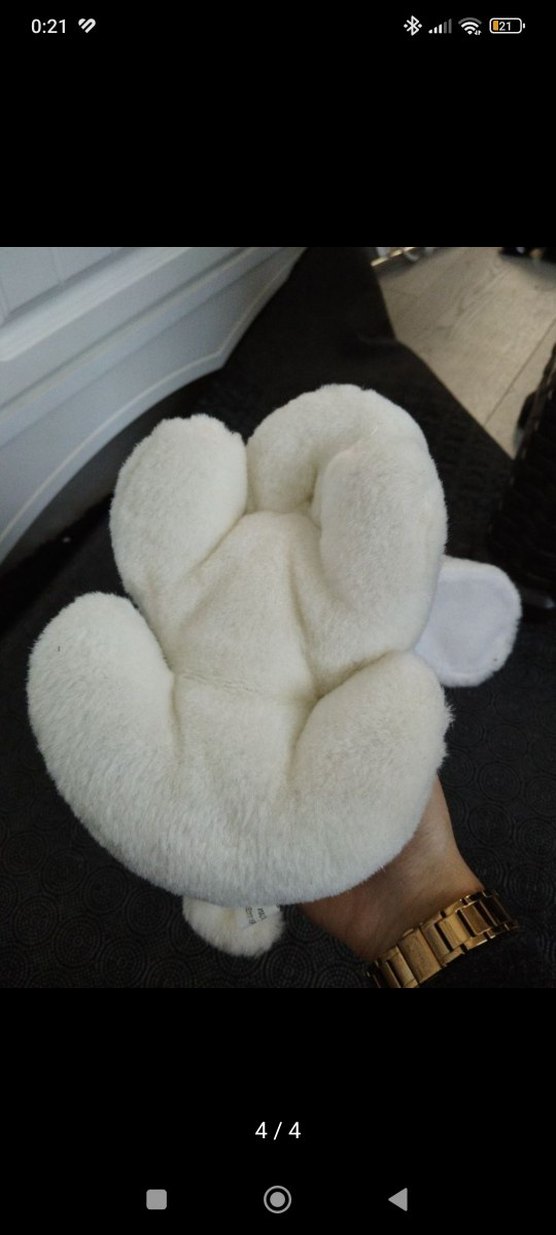 Kırmızı Fiyonk Detaylı Beyaz Peluş Oyuncak Köpek - Görsel 4