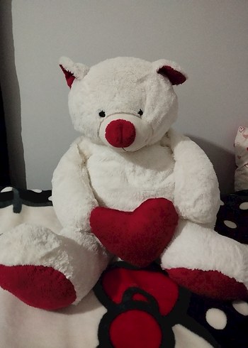 Beyaz Peluş Ayıcık Kalpli - Görsel 2