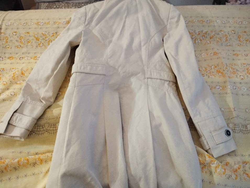 Bej Midi Keten Düğmeli Kadın Trençkot Koton - Görsel 2