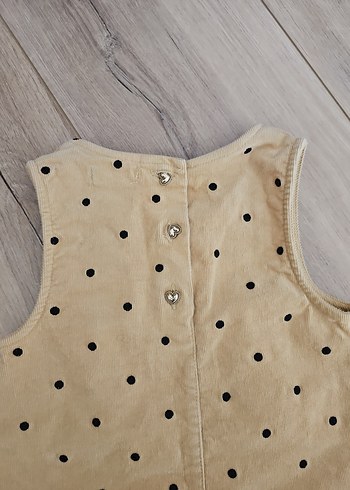 Kolsuz Puantiyeli Bej Kız Elbisesi - Görsel 4