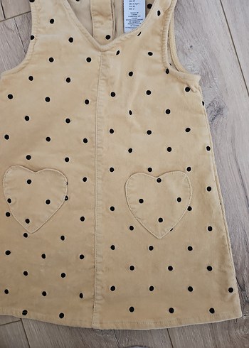 Kolsuz Puantiyeli Bej Kız Elbisesi - Görsel 3