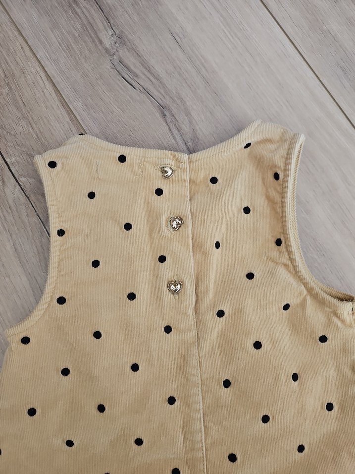 Kolsuz Puantiyeli Bej Kız Elbisesi - Görsel 4