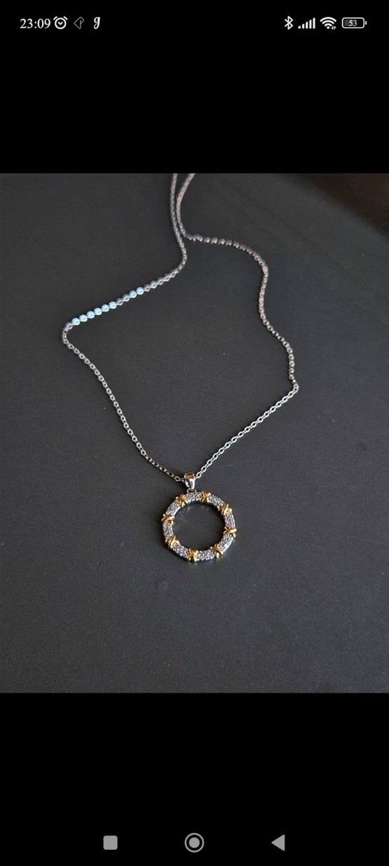 Zincir Detaylı Minimalist Gümüş Kolye - Görsel 2