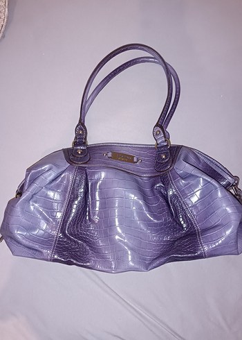 Nine West Parlak Mor Deri Desenli Kadın Çanta