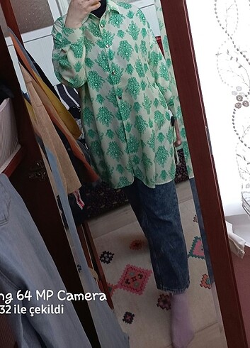 Yeşil/krem tunik