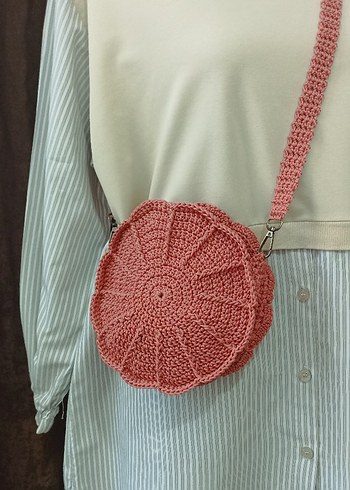 Diğer Pembe papatya Örgü Çapraz Çanta