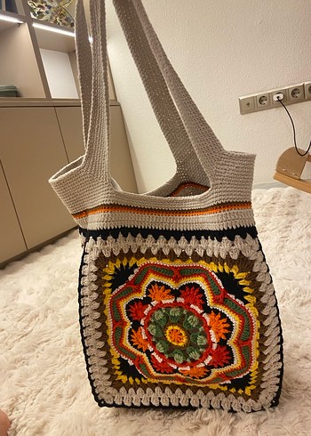 Beden çeşitli Renk Örgü Desenli Bohem Kadın Çanta