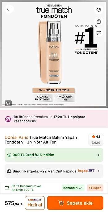 Lordla Paris true match 3N nötr alt ton fondoten