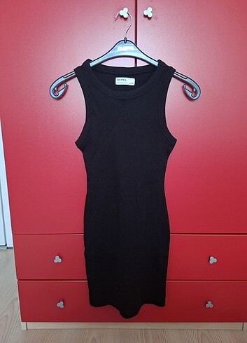 BERSHKA Siyah Fitilli Mini Elbise