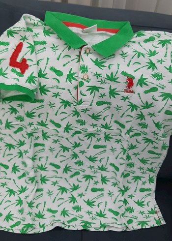 Erkek Çocuk Yeşil Desenli Polo Tişört