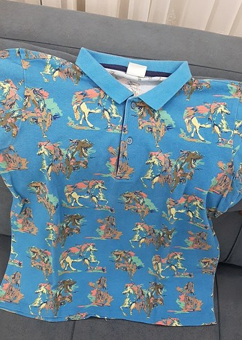 Baskılı Mavi erkek çocuk Polo Tişört