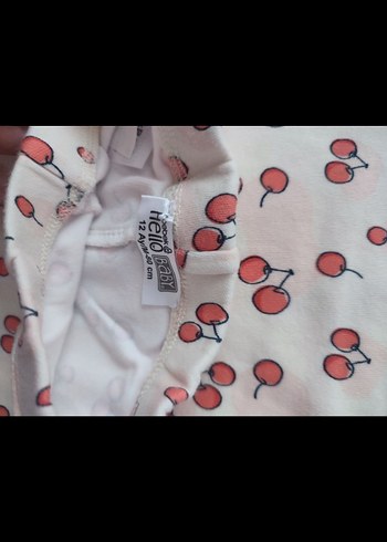 9-12 Ay Beden Kız Çocuk Kiraz Desenli Pamuklu Pijama