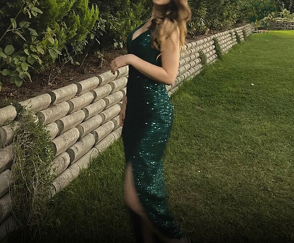Diğer Pullu zümrüt yeşili abiye