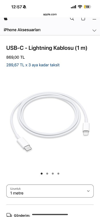Apple kablo usb c lightning kablo