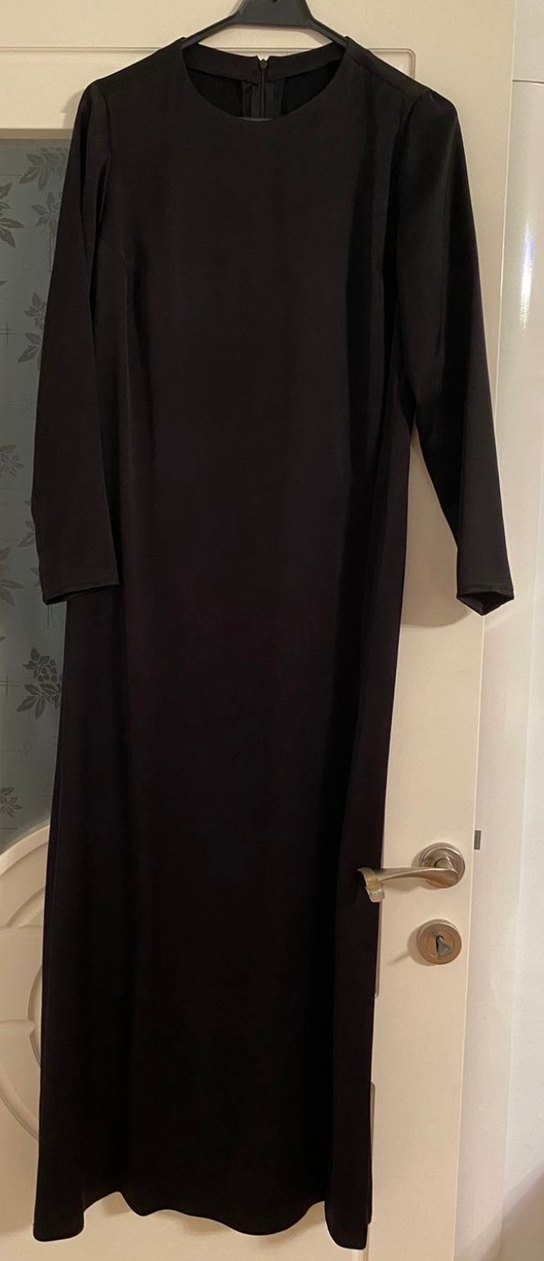 Bordo İşlemeli Uzun Kollu  Uzun Elbise - Görsel 5