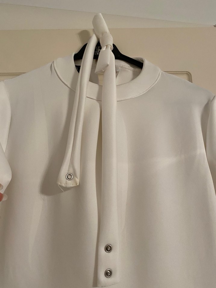 Beyaz Uzun Kollu  Uzun Elbise - Görsel 3