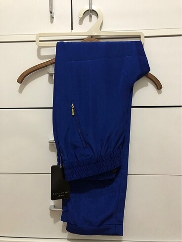 Zara ofis stili pantolon saks mavisi