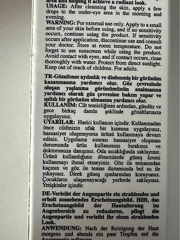  Beden Gözaltı aydınlatıcı serum