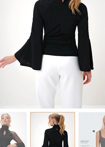 Kemer Detaylı Siyah Mini Bluz - Görsel 3