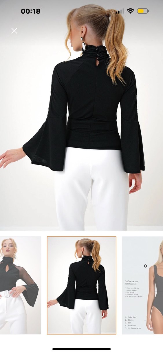 Kemer Detaylı Siyah Mini Bluz - Görsel 3