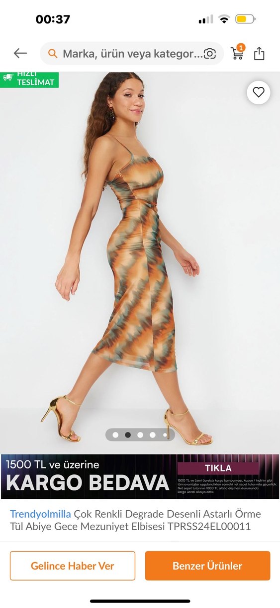 Askılo Desenli Uzun Drapeli Elbise - Görsel 2