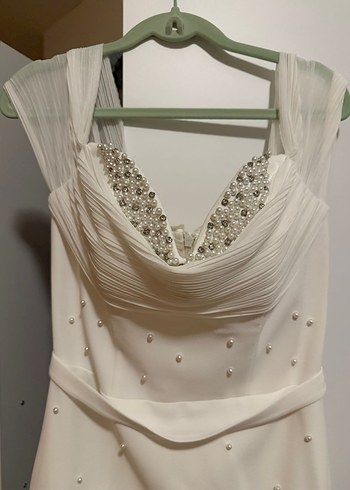 Beyaz Drapeli Nişan/Nikah Elbisesi - Görsel 2