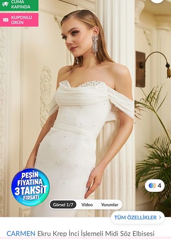 Beyaz Drapeli Nişan/Nikah Elbisesi - Görsel 4