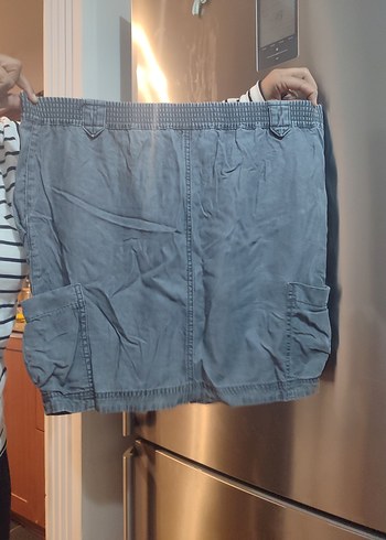 Gri Kot Midi Etek, Kemerli, Rahat Kesim - Görsel 2