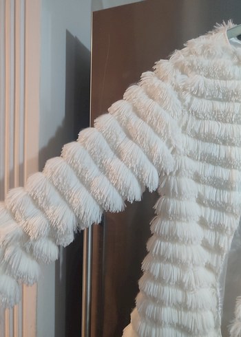 Beyaz Kadın Midi Boy Suni Kürk - Görsel 4