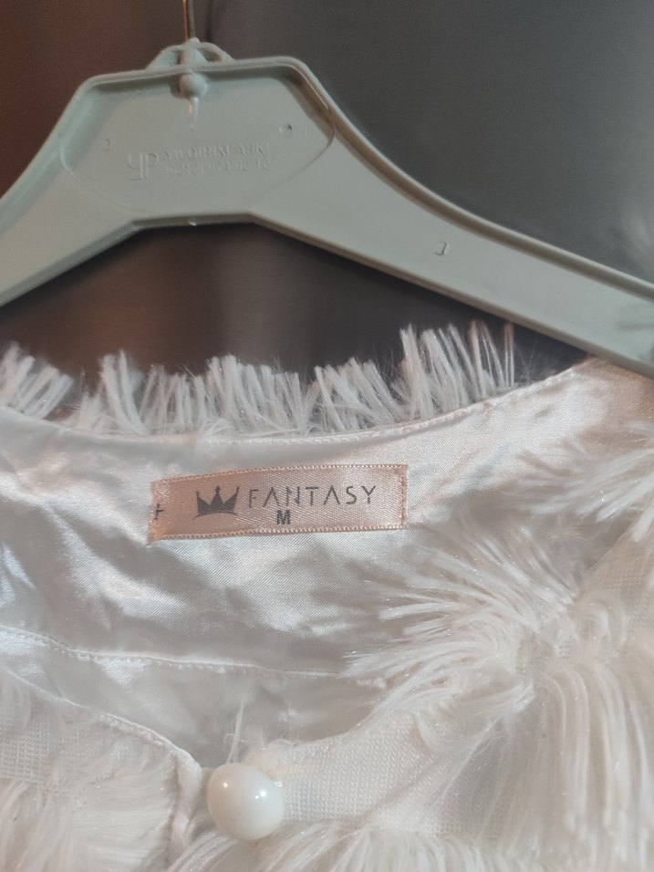 Beyaz Kadın Midi Boy Suni Kürk - Görsel 2