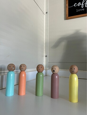 Beden Renk Ahşap Duygu Seti Peg Bebek