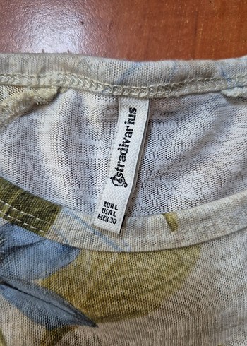 Stradivarius Bej Çiçek Desenli Bohem Kısa Kollu Tişört