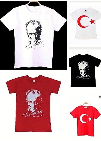 Unisex Pamuk Atatürk ve Ay Yıldız Baskılı T-shırt 