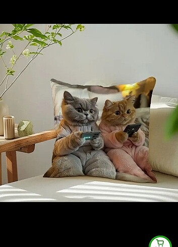 Kedi baskılı kırlent 