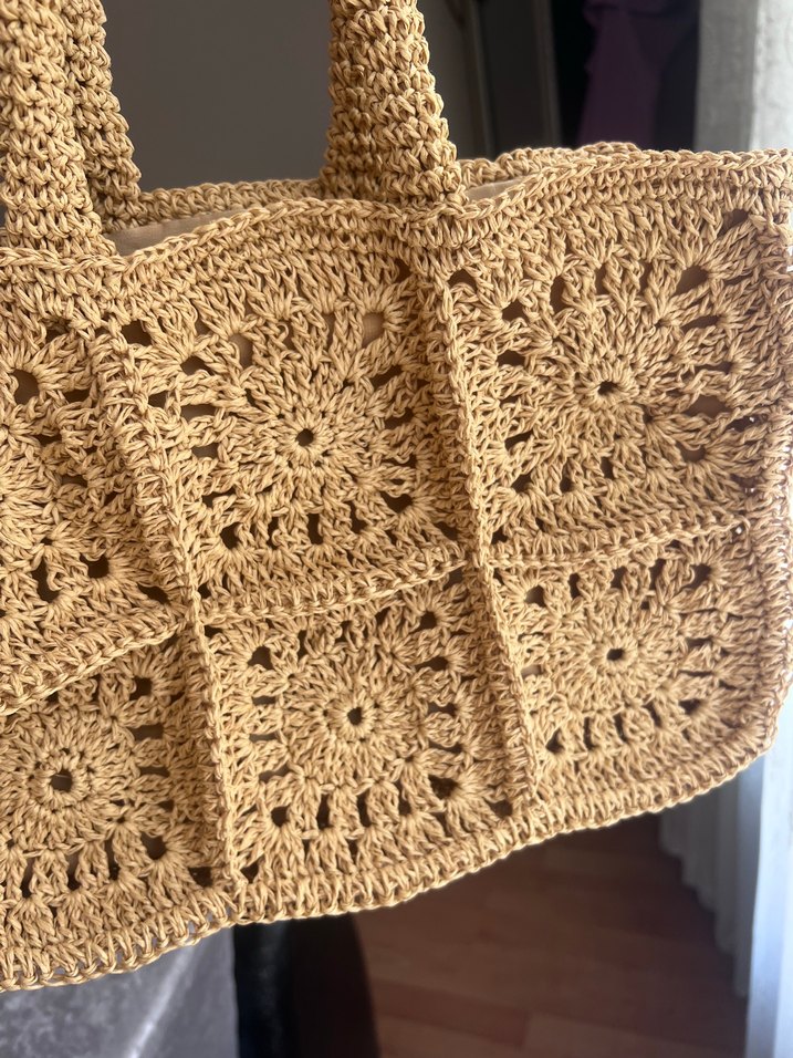 Bej Örgü Dantel Bohem Kadın Çanta - Görsel 2