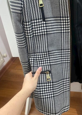 Gri Ekoseli Fermuarlı Kadın Blazer - Görsel 3