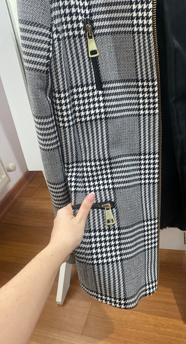 Gri Ekoseli Fermuarlı Kadın Blazer - Görsel 3