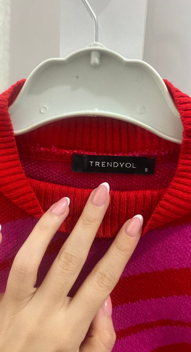 Pembe Zebra Desenli Uzun Kollu Triko Kazak - Görsel 2