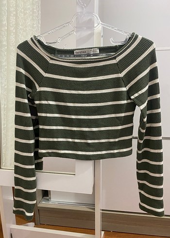 Uzun Kollu Çizgili Triko Kadın Kazak - Görsel 2