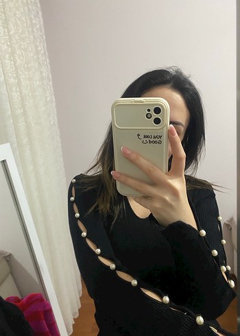 Siyah incili triko - Görsel 3