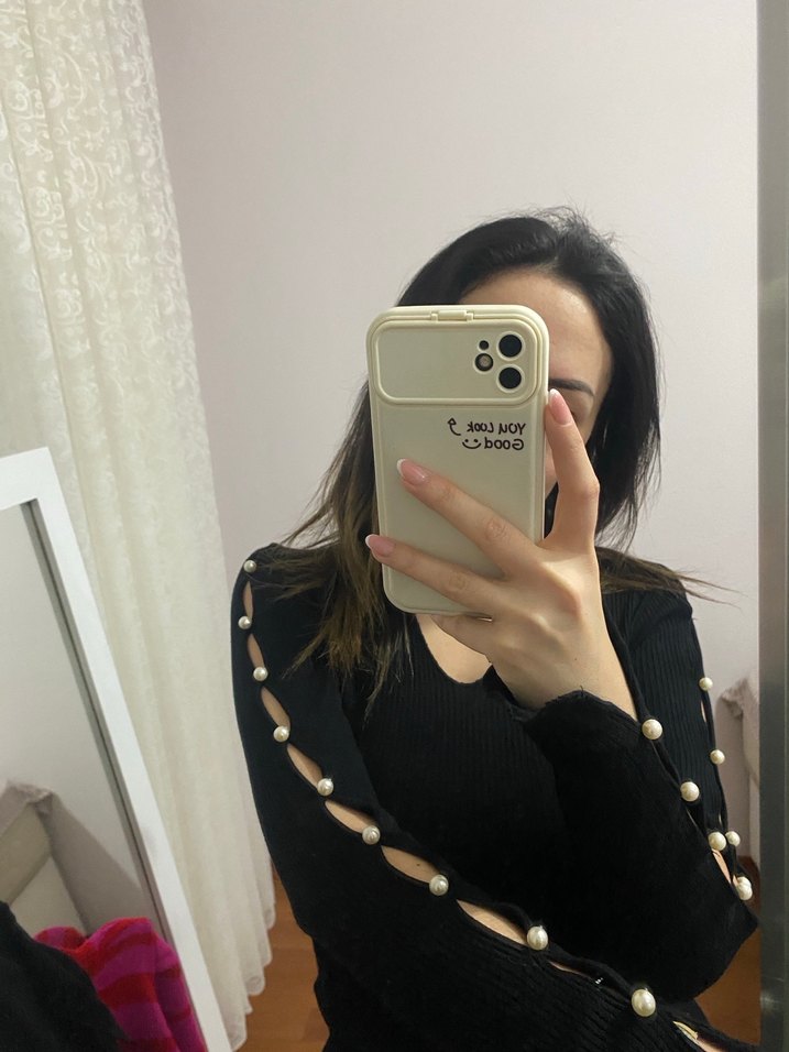 Siyah incili triko - Görsel 3