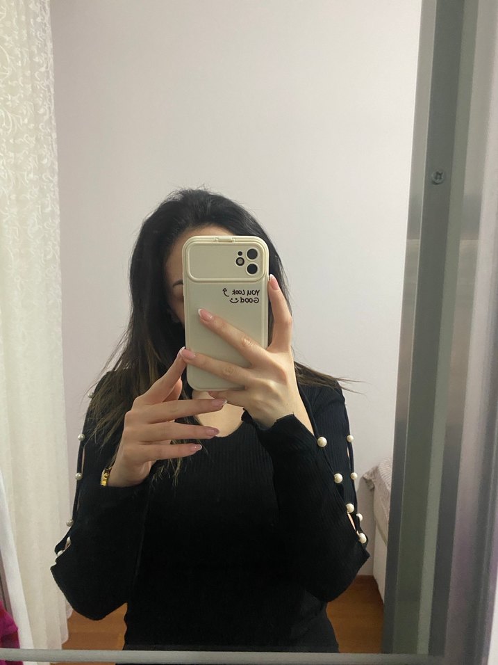 Siyah incili triko - Görsel 4