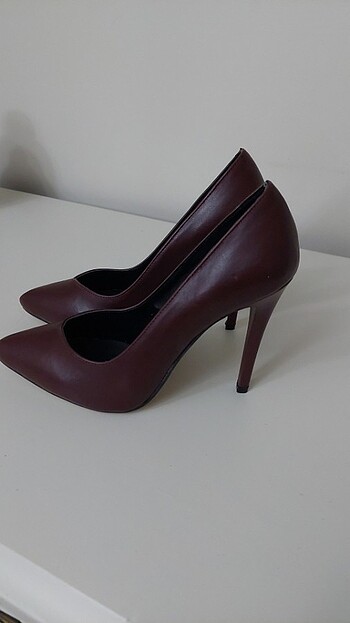 37 Beden bordo Renk Stiletto bordo ince topuk uzun