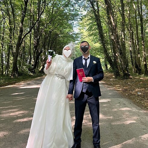 42 Beden beyaz Renk uzun tesettür nişan elbisesi
