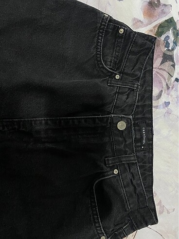 36 Beden Siyah wide leg yuksek bel jean