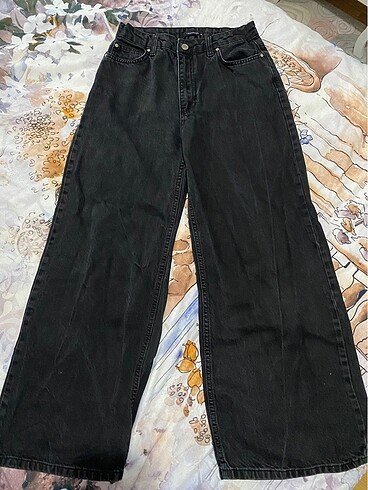 36 Beden siyah Renk Siyah wide leg yuksek bel jean