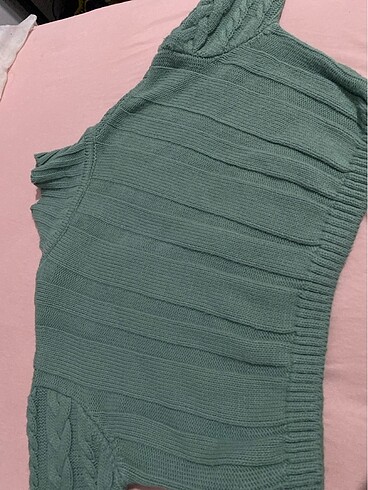 s Beden mint crop polo yaka triko hırka