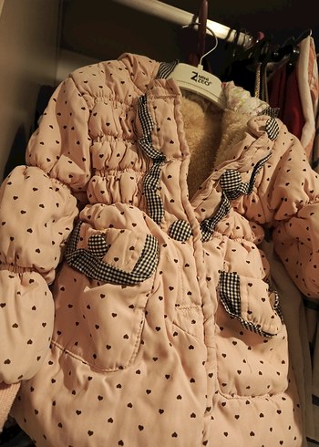 Düğmeli, İnce Kesim Kız Çocuk Pembe Mont - Görsel 4