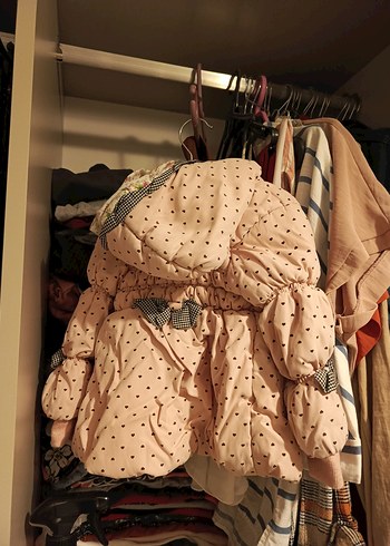 Düğmeli, İnce Kesim Kız Çocuk Pembe Mont - Görsel 2